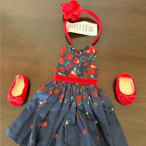 Wellie Wishers American Girl + Janie & Jack “Wrapped in Roses” dress. 14.5” doll